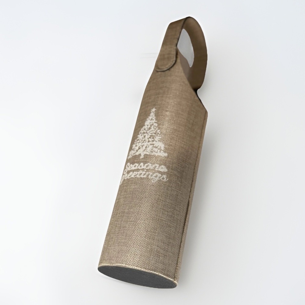 Burlap Wine Holder‎ - Seasons Greeting Design Golden Material Christmas Holiday